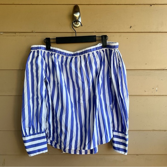 Thomas Mason X J.Crew Off-The-Shoulder Striped Top - Size 6 - Preppy Classic - Picture 2 of 8